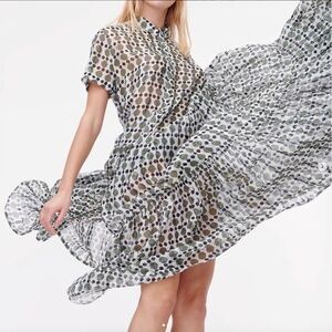 Munthe Evelyn Khaki Polka Dot Print Silk-Chiffon Shirt Maxi Dress Size 34